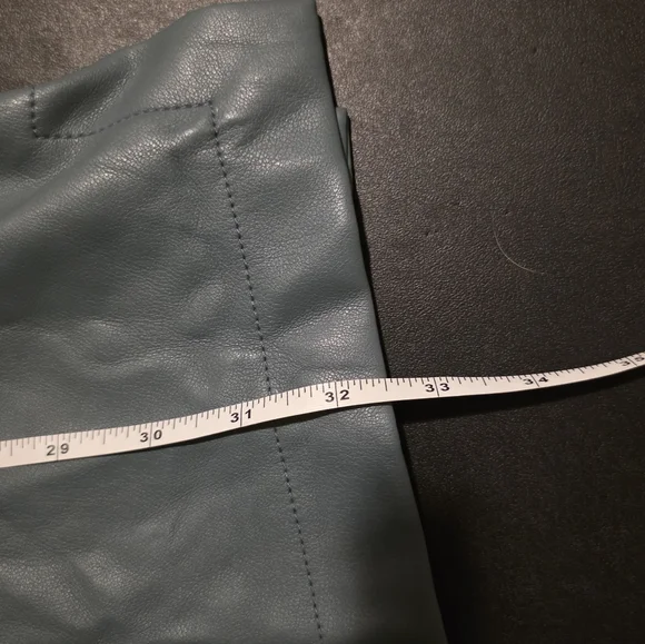 7 For All Mankind Faux Leather Shirt Dress Button Down Teal Size S - Picture 9 of 10